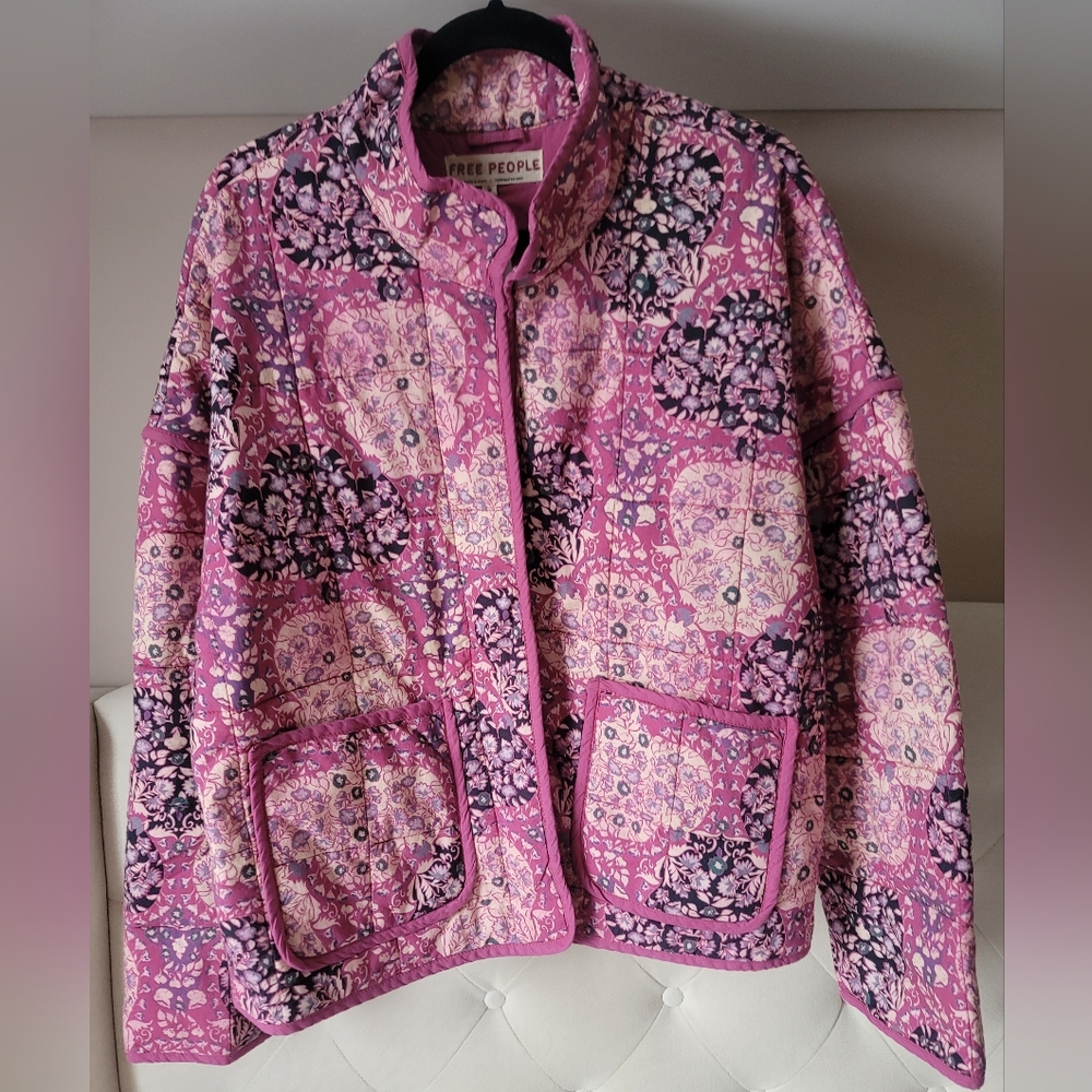 NWT Sz M Oversized Free People Quilted Patchwork Cotton Coat